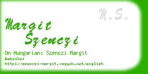 margit szenczi business card